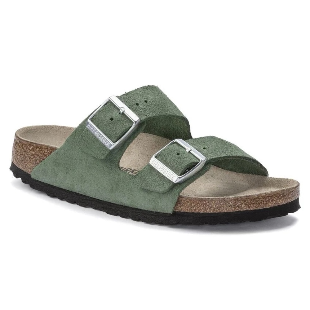 Birkenstock arizona suede shimmering thyme sandals